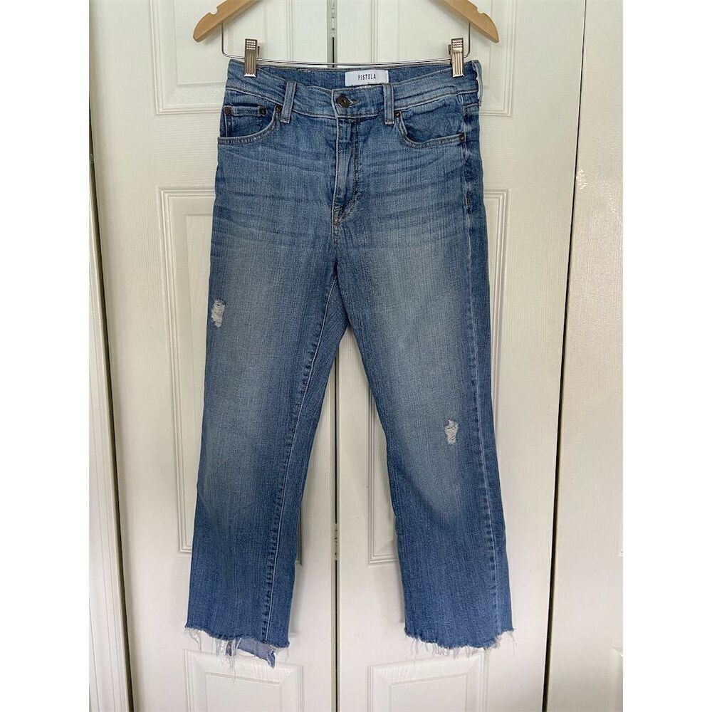 Pistola Women's Audrey Skinny Jeans Size 27 Blue Distressed Raw Hem